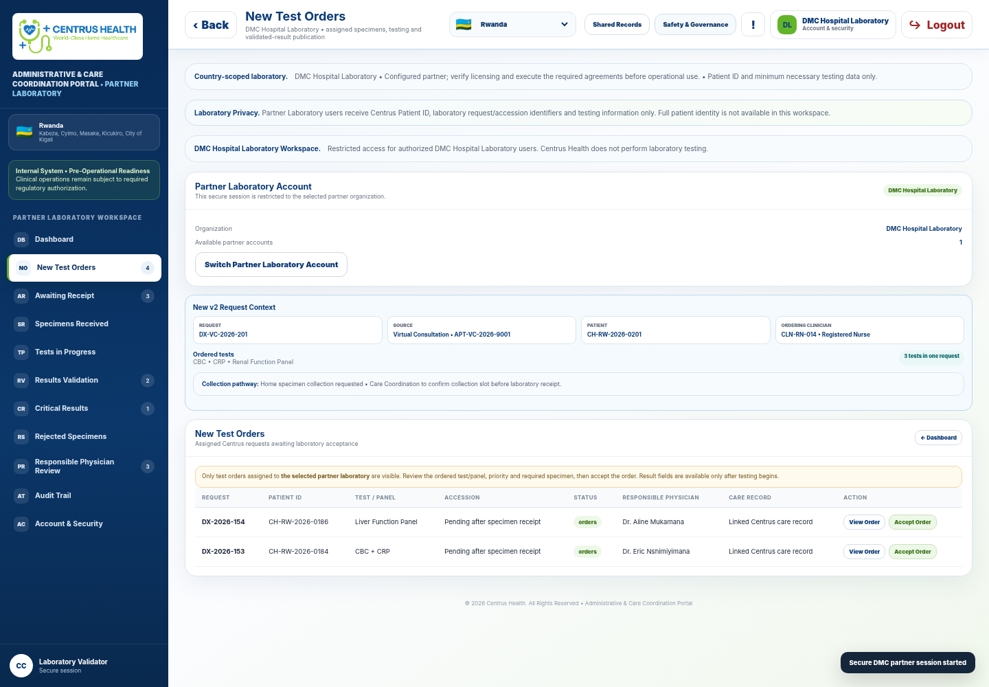 Partner Laboratory Portal
