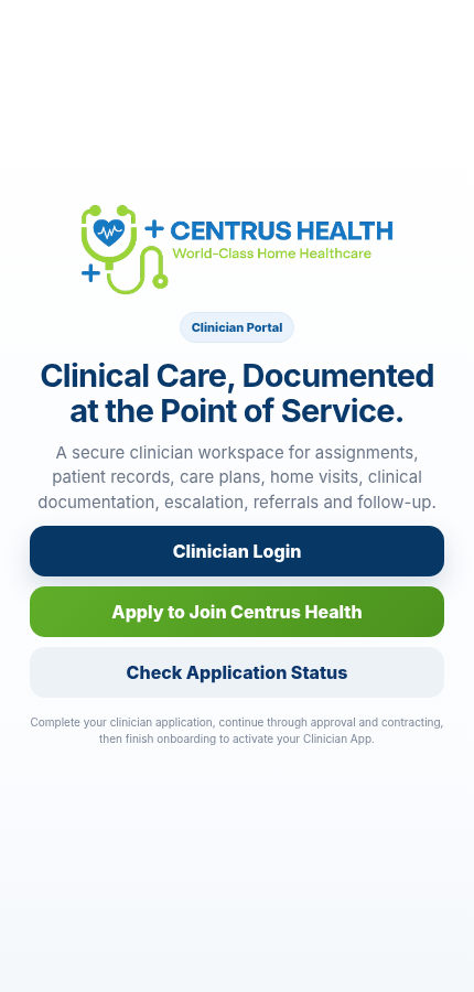 Centrus Health Clinician App